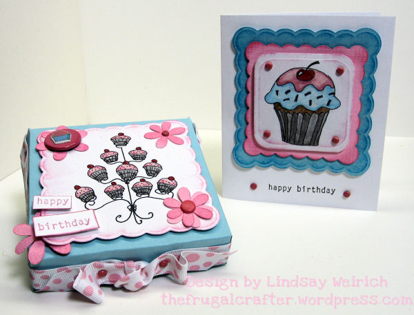 Digital Stamps: (cupcakes) Lindsays Stamp Stuff, Rubber Stamp (happy birthday) Stampin Up, Die Cuts: Cricut (Accent Essentails) Cardstock: DCWV