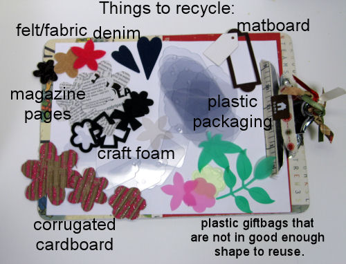 Some recycling ideas. All items were cut using the Ellison Big Shot with Ellison and Sizzix dies.