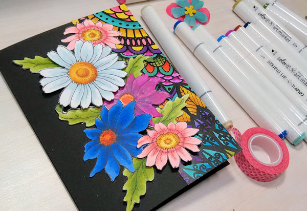 Flower Power Card with Alcohol Markers! Lots of Techniques to Get