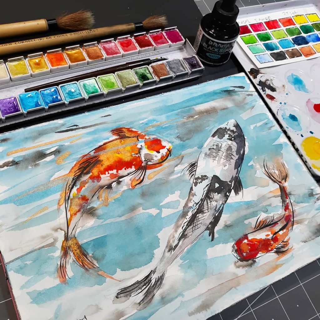 Easy Koi Fish Watercolor Real-Time Tutorial – The Frugal Crafter Blog